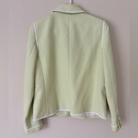 Worth New York Woven Green and White Clasp Blazer Jacket Size 8 - Picture 3 of 8